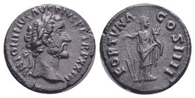 Antoninus Pius, 138-161. Denarius. Rome, 159-160. ANTONINVS AVG PIVS P P TR P XXIII Laureate head of Antoninus Pius to right. Rev. FORTVNA COS IIII Fo...