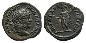 Caracalla. AD 198-217. AR Denarius. Rome mint. Struck AD 213. Laureate head right / Hercules standing left, holding branch, club, and lion’s skin. RIC...