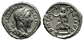 Severus Alexander (222-235 AD). AR Denarius. Roma (Rome), 234 AD. Obv. IMP ALEXANDER PIVS AVG, laureate and draped bust right. Rev. P M TR P XIII COS ...