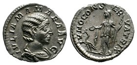 Julia Mamaea (+235) - AR Denarius (Rome, 222, )- Draped bust right / Juno stg. left, peacock a feet (RIC 343 / RSC 35)
Diameter: 18mm
Weight: 3.68gr...