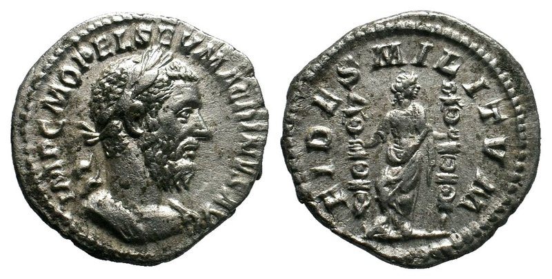 Macrinus. Silver Denarius, AD 217-218. Rome. IMP C M OPEL SEV MACRINVS AVG, laur...