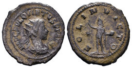QUIETUS. 260-261 AD. Antoninianus. Antioch mint. Radiate, draped, and cuirassed bust right / Sol standing left, raising hand and holding globe; star i...