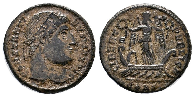 Constantine I Æ Nummus. Constantinople, AD 327. CONSTANTINVS MAX AVG, laureate h...