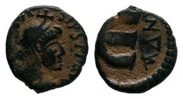 Anastasius I AE Pentanummium, 491-518 AD. Antioch.Diademed, draped, and cuirassed bust right / Large E;SB 53, DOC 49c
Diameter: 13mm
Weight: 1.69gr...