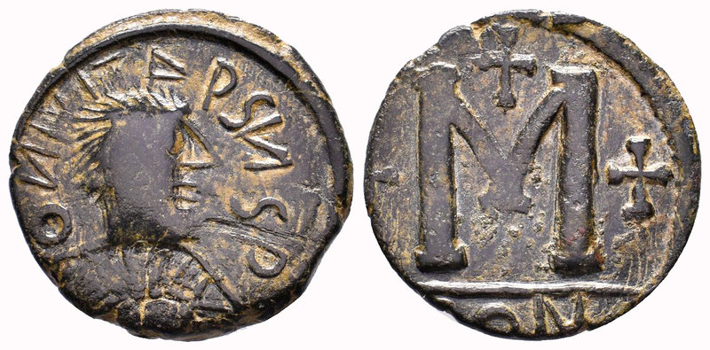 Justinian I AD 527-565. Barbaric contemporary imitation of a Follis AE, Constant...