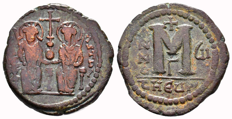 Justin II and Sophia, AE Follis. Antioch as Theopolis. Legend usually blundered,...