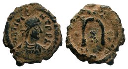 Tiberius II Constantine. AD 578-582. Pentanummium, Constantinople Mint. DM CONSTANT PP, pearl diademed, draped, cuirassed bust right. / Large U. SB 43...