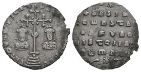 Basil II and Constantine VIII. 976-1025 AD. AR Miliaresion . Constantinople. En TOVTW NICAT' bASILEI C CWNST', cross crosslet with X at centre and dot...