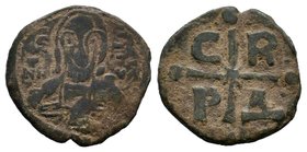ROMANUS IV DIOGENES (1068-1071). Follis. Contemporary Bulgarian imitation of Constantinople.Rev: C - R / P - Δ. Cross, with saltire cross at center an...