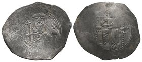 Alexius I Comnenus Billon Aspron Trachy Nomisma. Constantinople, AD 1092-1118. Christ enthroned to front / Bust of emperor facing. DOC 25; Sear 1918....