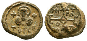Lead seal of Eustathios Metropolitan of Tarsos (of Kilikia) (7th cent.) Diam.: mm Weight: gr. Condition: VF. Obverse: The bust of saint Paul the apost...