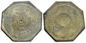 Rare octagonal bronze coin weight for 18 nomismata (solidi) (ca 6th/7th cent.) Diamensions: 42 mm Weight: 80.18 gr. Condition: EF. An octagonal bronze...