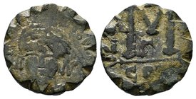 A round bronze coin weight for 1 nomisma (solidus) (ca 6th/7th cent.) Weight of 1 Nomisma (Bronze, 19 mm, 4.35 gr), a circular coin weight for a solid...