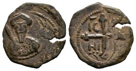 Crusaders, Antioch. Tancred (Regent, 1101-03, 1104-12). Æ Follis . Bust of Tancred facing, wearing turban and holding sword. R/ Cross pommetée; IC XC ...