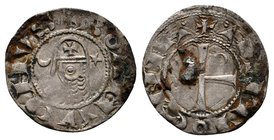 Crusaders, Antioch. Bohemund III (1163-1201). AR Denier . Helmeted and mailed head l.; crescent before, star behind. R/ Cross pattée; crescent in seco...