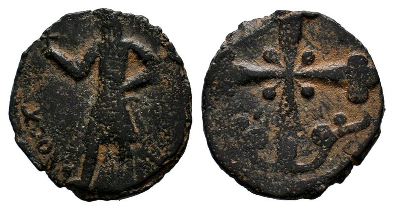 Crusaders, Edessa. Baldwin II. Second reign, 1108-1118. Æ Follis. Baldwin standi...