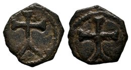 ARMENIA, Cilician Armenia. Baronial . Uncertain, circa late 11th to early 12th centuries. AE Pogh . Large cross pattée. Rev. Large cross pattée with s...