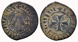 ARMENIA, Cilician Armenia. Royal. Gosdantin I, 1298-1299. AE Kardez, mint of Sis. Gosdantin crowned, standing facing, holding sword and cross. Rev. Cr...