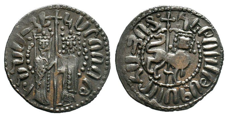 ARMENIA. HETOUM I and Queen ZABEL, 1226-1270. AR Tram. Queen Zabel and King Heto...