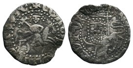 ARMENIA. LEVON II, 1270-1289.AR Half tram, struck with tram dies. King on horseback r., a dot in left field. Rv. Lion walking l., a dot in the bow of ...