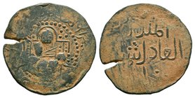 DANISHMENDID: Shams al-Din Isma'il, 1164-1172, AE dirham (, NM, ND, , enthroned seated figure, all legends in Arabic, decent strike, strong VF, Album-...