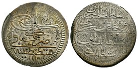 OTTOMAN EMPIRE. Ahmed III AH 1115-1143 / AD 1703-1730. Qurush. Qustantiniya (Constantinople). Dated AH 1115 (AD 1703/4).KM 159
Diameter: 39 mm
Weigh...