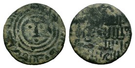 ISLAMIC, Artuqids Mardin. Najm al-Din Ghazi II. AH 693-712 / AD 1294-1312. Æ Dirhem Dated AH 698 (AD 1298/9). Stylized found face with prominent dot o...