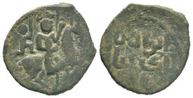 SELJUQ OF RUM: Malikshah II, fl. 1197-1198, AE fals. NM, ND, A-1195, Zeno-131889. horseman right, with small winged human figure, presumably an angel,...