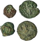 4 monedas de Ebusus: 1/4 de calco (2) y 1/2 calco (2). RC.