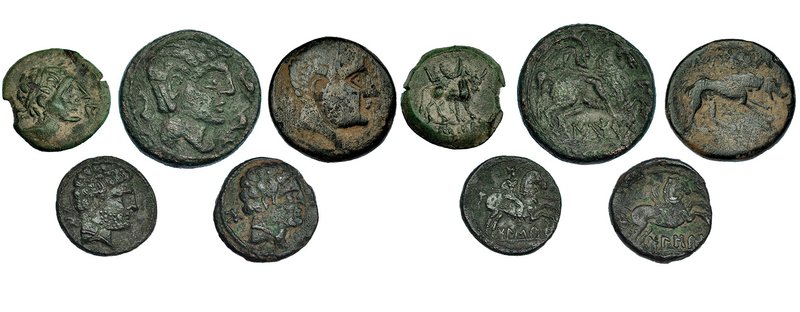 Lote de 5 piezas. ILTIRTA, as y unidad; BOLSKAN, denario y denario forrado; CAST...