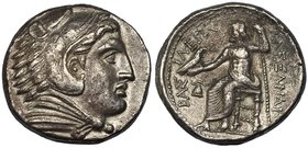 ALEJANDRO III. Tetradracma. Anfípolis (336-323 a.C.). A/ cabeza de Heracles a der. con piel de león. R/ Zeus entronizado a izq. sosteniendo águila y c...