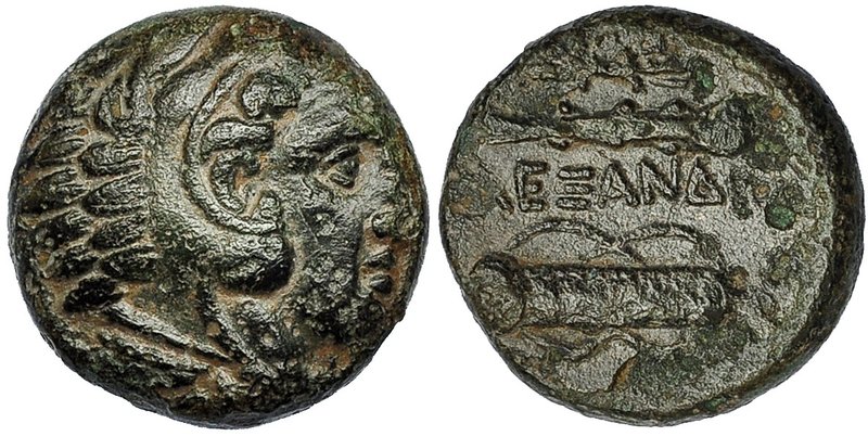 MACEDONIA. Acuñación posterior a ALEJANDRO III. AE 16 (325-310 a.C.). R/ Carcaj ...