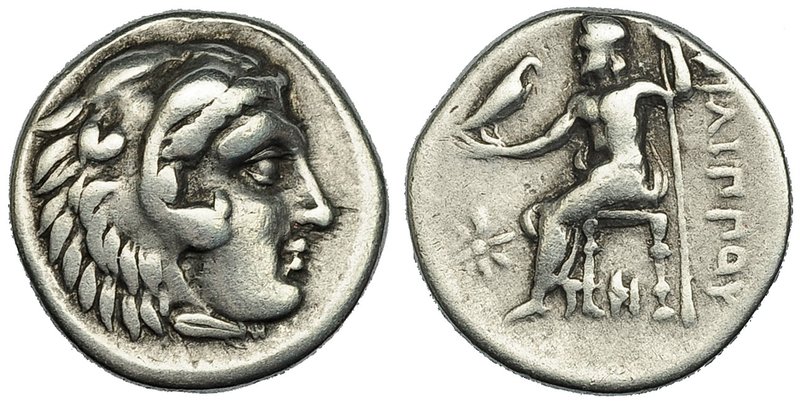 MACEDONIA. FILIPO III. Dracma. Sardes (334-323 a.C.). A/ Busto de Heracles a der...