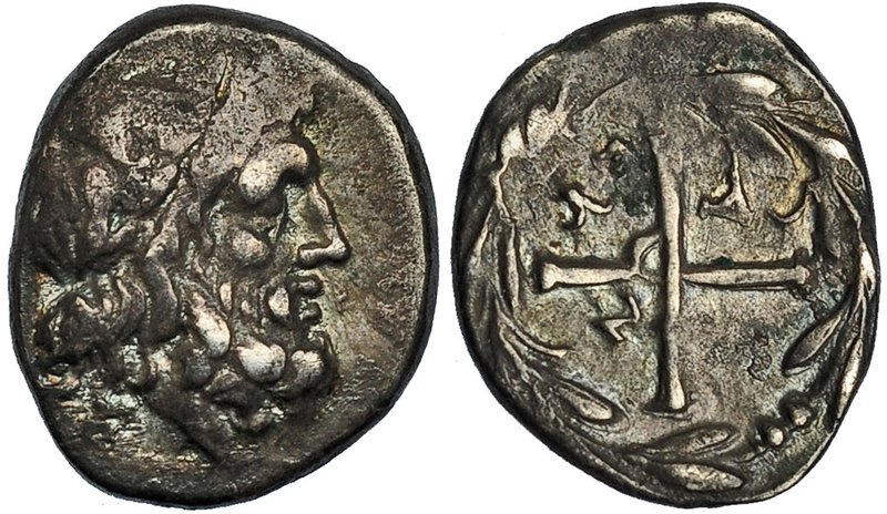 PELOPONESO. LIGA AQUEA. LAKEDAIMON (Esparta). Hemidracma (85 a.C.). A/ Cabeza la...