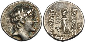 CAPADOCIA. ARIARATES VI. Dracma. Eusebeia (130-116 a.C.). A/ Cabeza del rey diademada a der. R/ Atenea a izq., en el campo T - B; ley. BAƩIEΩƩ APIAPAסּ...