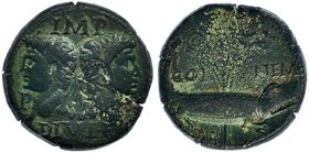 AUGUSTO Y AGRIPINA. As. Colonia Nemausus (10 a.C.- 10 d.C.). A/ Bustos opuestos de Agripa y Augusto. R/ Cocodrilo a der. encadenado a una palmera; COL...