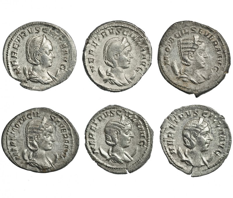 Lote de 6 antoninianos. HERENNIA ETRUSCILLA, R/ Pudicitia sentada (3) y de pie (...