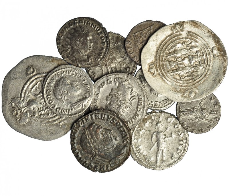 Lote de 13 piezas. 4 denarios (Plautilla, Julia Soaemia, Faustina I, Gordiano); ...