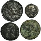 Lote de 4 piezas. 1 denario de ADRIANO, R/ PIETAS; 1 as de CLAUDIO I, R/ LIBERTAS; 1 follis de GALERIA VALERIA, R/ VENVS VICTRIX; 1 doble maiorina de ...