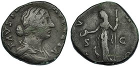 FAUSTINA HIJA, (esposa de Marco Aurelio). Sestercio. Roma (147-175). R/ Juno con pátera y cetro; pavo a sus pies; IVNO, S:C. RIC-1645. CH-121. BC+.