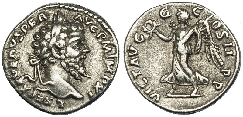 SEPTIMIO SEVERO. Denario. Laodicea (198). A/ Busto laureado a der. R/ La Victori...