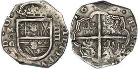4 reales. 1620. Madrid. G. CA-125 vte. con escudos de Portugal. MBC. Rara.