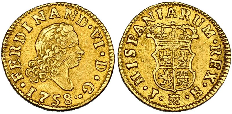 1/2 escudo. 1758. Madrid. JB. VI-417. Rayitas de ajuste. MBC.