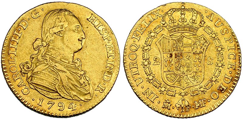 2 escudos. 1794. Madrid. MF. VI-1043. R.B.O. MBC+/EBC-.