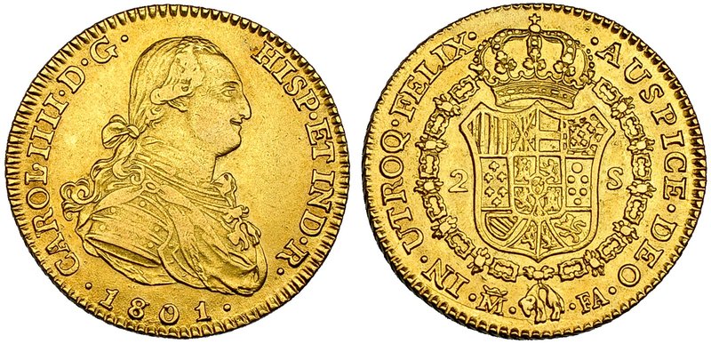 2 escudos. 1801. Madrid. FA. VI-1052. MBC+.
