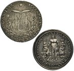 Lote de 2 medallas de proclamación. Fernando VII, 1808, Madrid (H-2); Isabel II, 1833, Cádiz (H-8). MBC/MBC+.