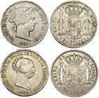 Lote de 2 monedas de 20 reales. 1854 Sevilla (VI-526) y 1860 Madrid (VI-516). MBC-/MBC.