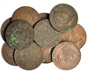 Lote de 11 piezas diferentes de 10 céntimos de real (18654-1864). Colección completa. MBC-/MBC.