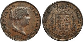 10 céntimos de real. 1857. Segovia. VI-134. MBC+.