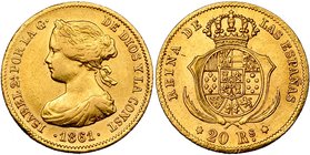 20 reales. 1861. Madrid. VI-557. MBC+/EBC-.
